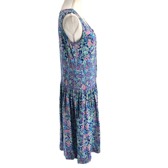 Rainbow Jo Vintage Women Size Large Hawaiian Tropical Print Natural Fiber Dress - Picture 3 of 10